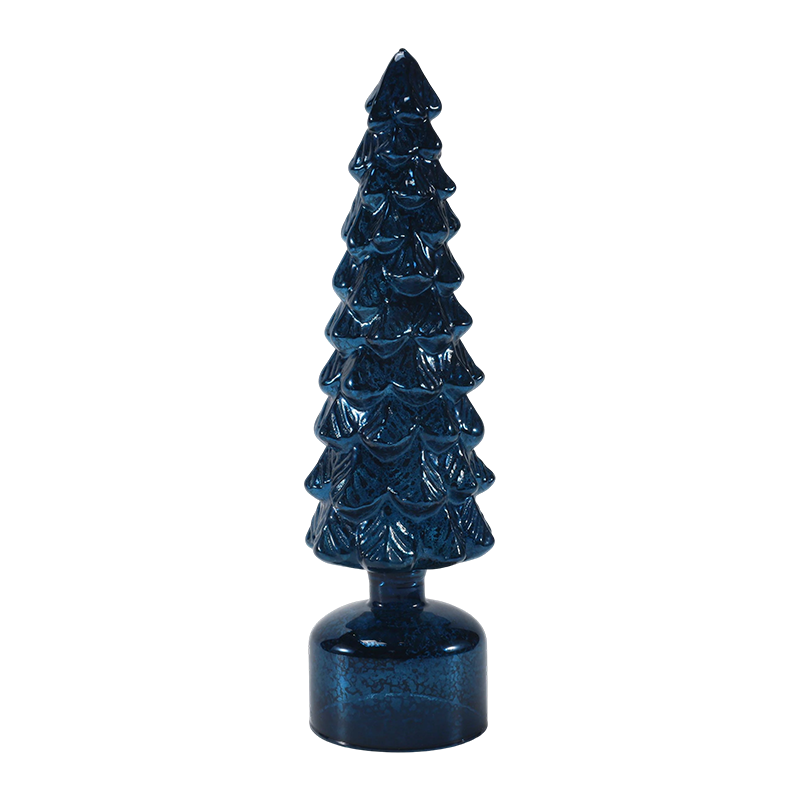 10 × 25 und 10 × 28 cm LED-beleuchteter rotierender Weihnachtsbaum aus Glas, festliche Ornamente