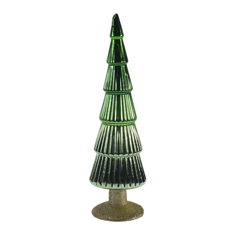 8×20 und 8×25 cm gestreifter Weihnachtsbaum aus Glas, 2-teiliges Set, Tisch-Weihnachtsdekoration