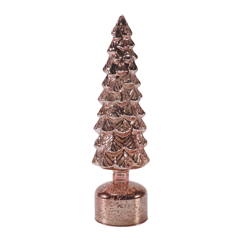 10 × 25 und 10 × 28 cm LED-beleuchteter rotierender Weihnachtsbaum aus Glas, festliche Ornamente