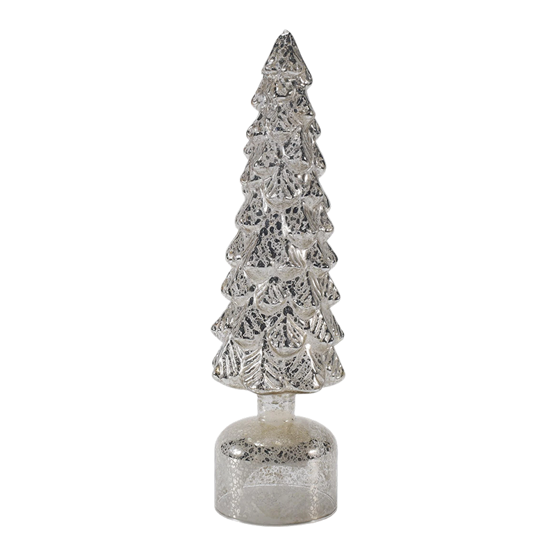 10 × 25 und 10 × 28 cm LED-beleuchteter rotierender Weihnachtsbaum aus Glas, festliche Ornamente
