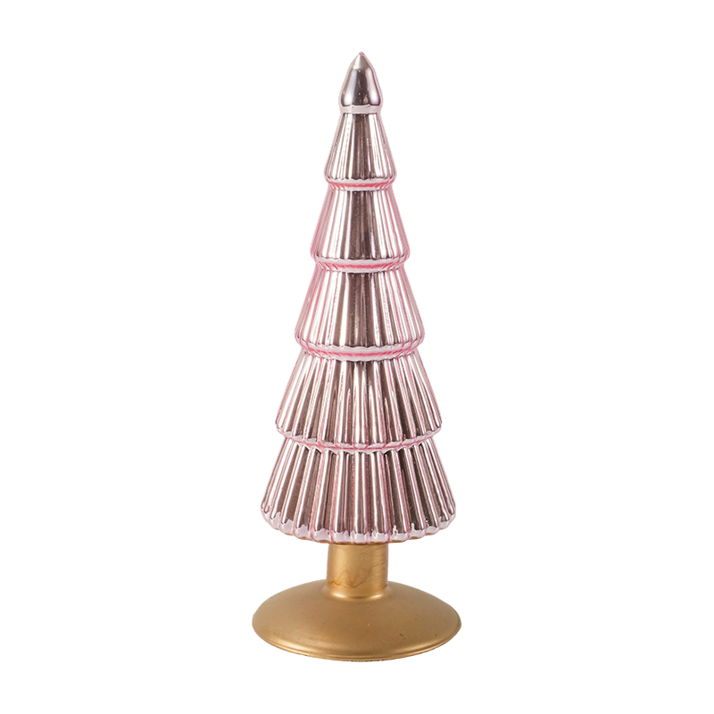 8×20 und 8×25 cm gestreifter Weihnachtsbaum aus Glas, 2-teiliges Set, Tisch-Weihnachtsdekoration
