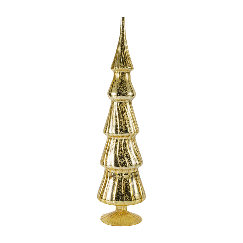10×40cm rotierender gestreifter Weihnachtsbaum aus Glas, 2-teiliges Set, Tischdekoration