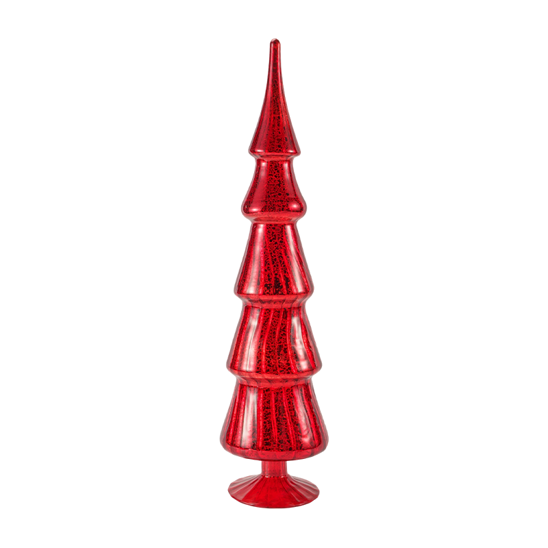 10×40cm rotierender gestreifter Weihnachtsbaum aus Glas, 2-teiliges Set, Tischdekoration