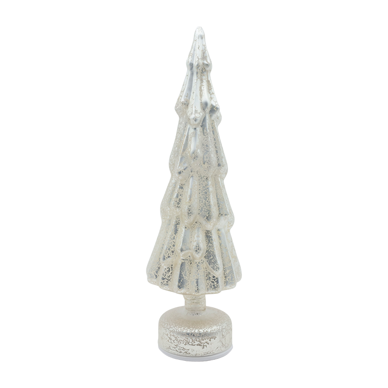 10 x 35 cm großer rotierender Weihnachtsbaum aus klarem Glas mit warmem LED-Licht
