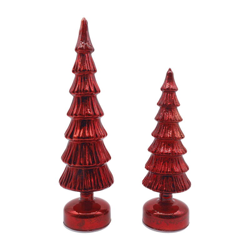10×28 & 10×33cm rotierendes Glas-Weihnachtsbaum-Set – 2-teilige festliche Dekoration
