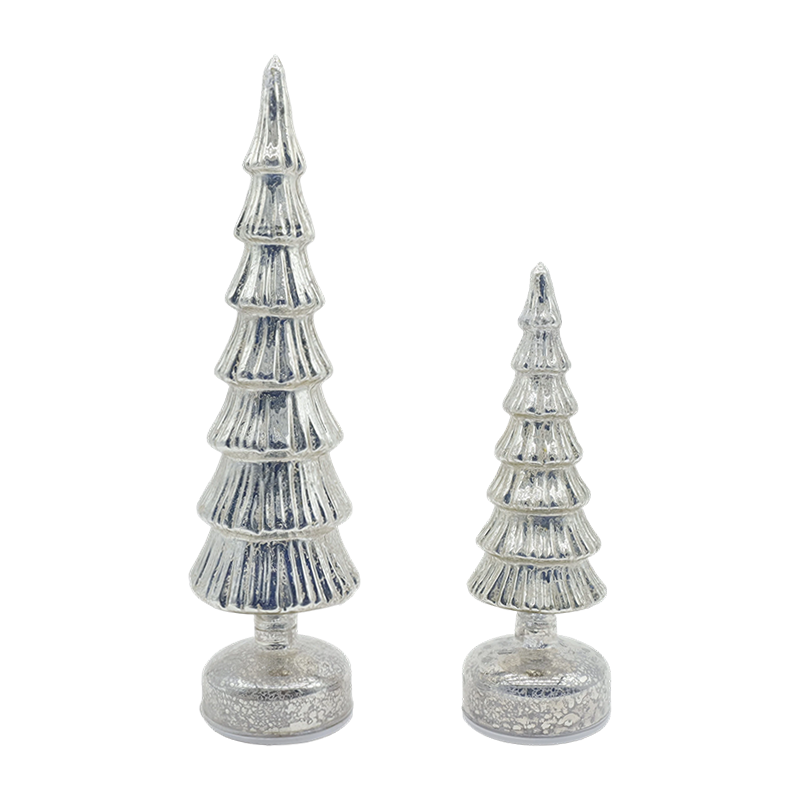 10×28 & 10×33cm rotierendes Glas-Weihnachtsbaum-Set – 2-teilige festliche Dekoration