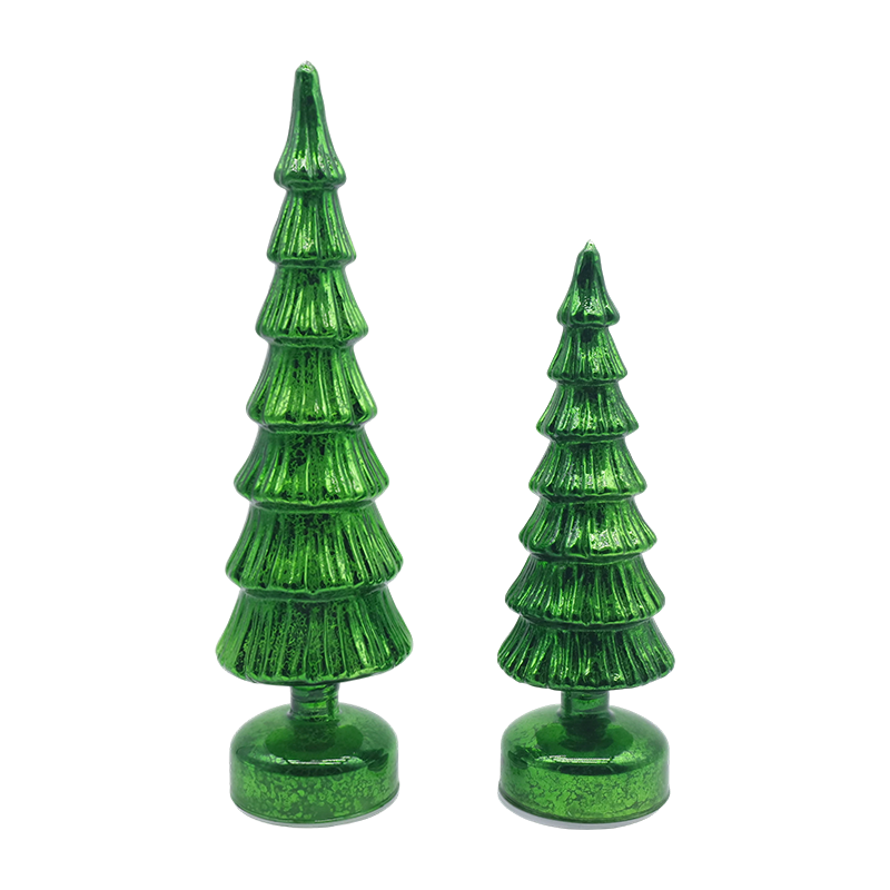 10×28 & 10×33cm rotierendes Glas-Weihnachtsbaum-Set – 2-teilige festliche Dekoration