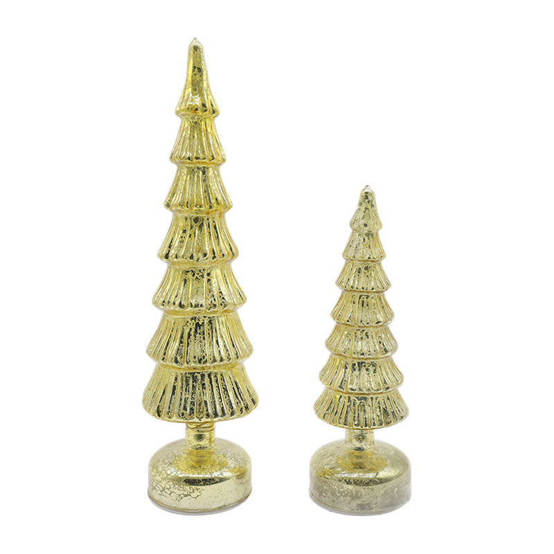 10×28 & 10×33cm rotierendes Glas-Weihnachtsbaum-Set – 2-teilige festliche Dekoration