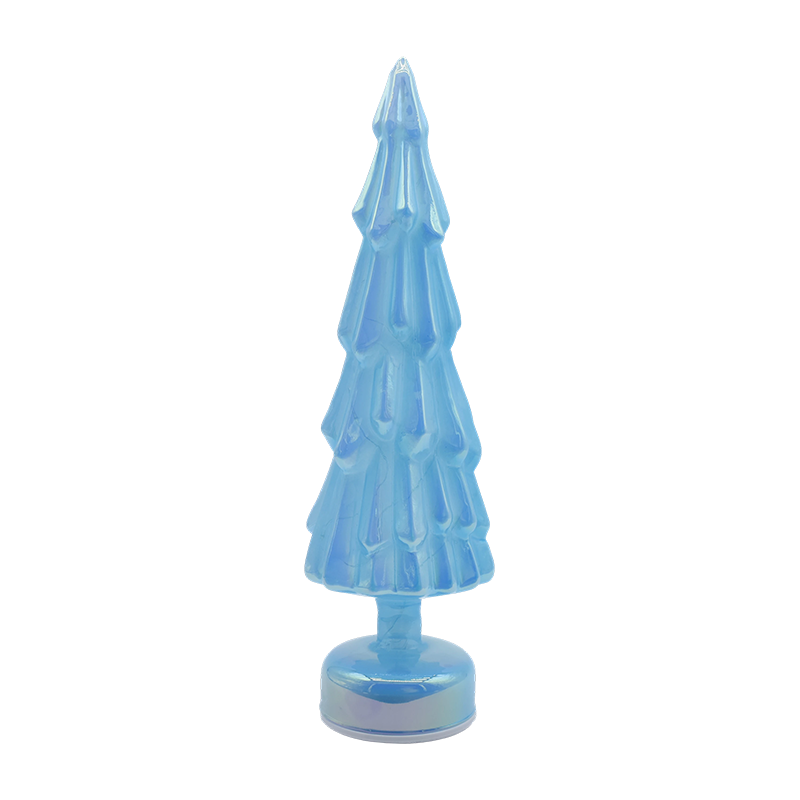 10 x 35 cm großer rotierender Weihnachtsbaum aus klarem Glas mit warmem LED-Licht
