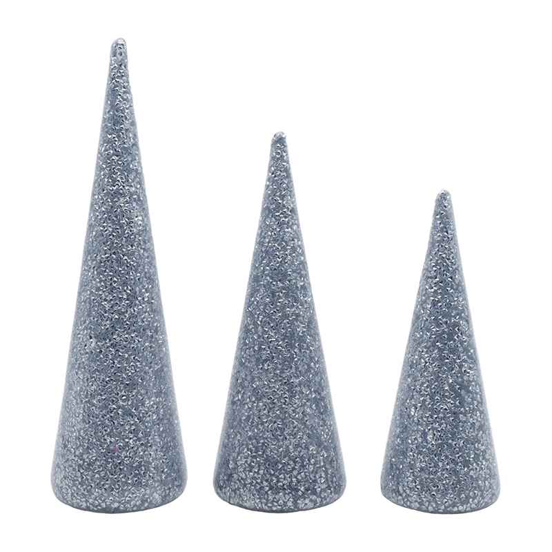 8×20/9×25/10×30 cm 3-teiliges glitzerndes Glas-Weihnachtsbaum-Set mit integrierten LED-Lichtern