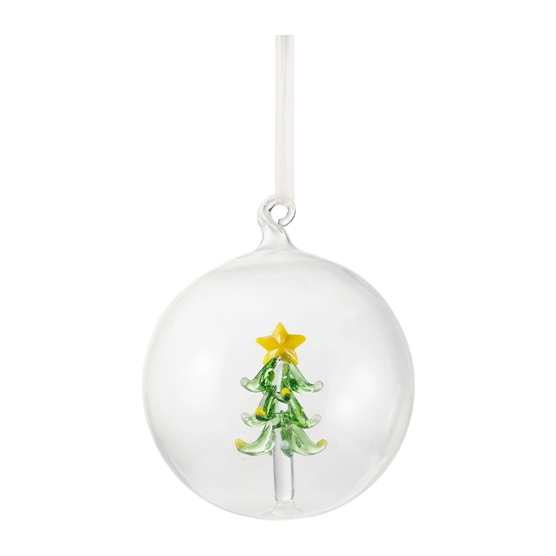 8 cm großes mundgeblasenes Weihnachtsornament-Set aus Glas