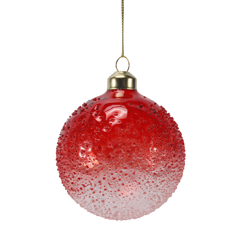 8 cm große, mit Kristallperlen verzierte Weihnachtskugel aus Glas