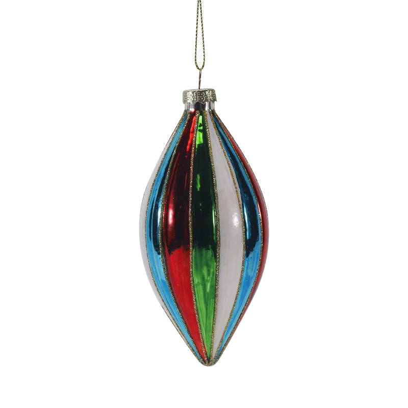 8 cm großes, gestreiftes Weihnachts-Glaskugel-Ornament-Set im Retro-Stil