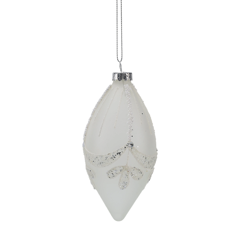 8 cm Brautperlen-Weihnachtsglasornament in Weiß (Einzel/3er-Set)