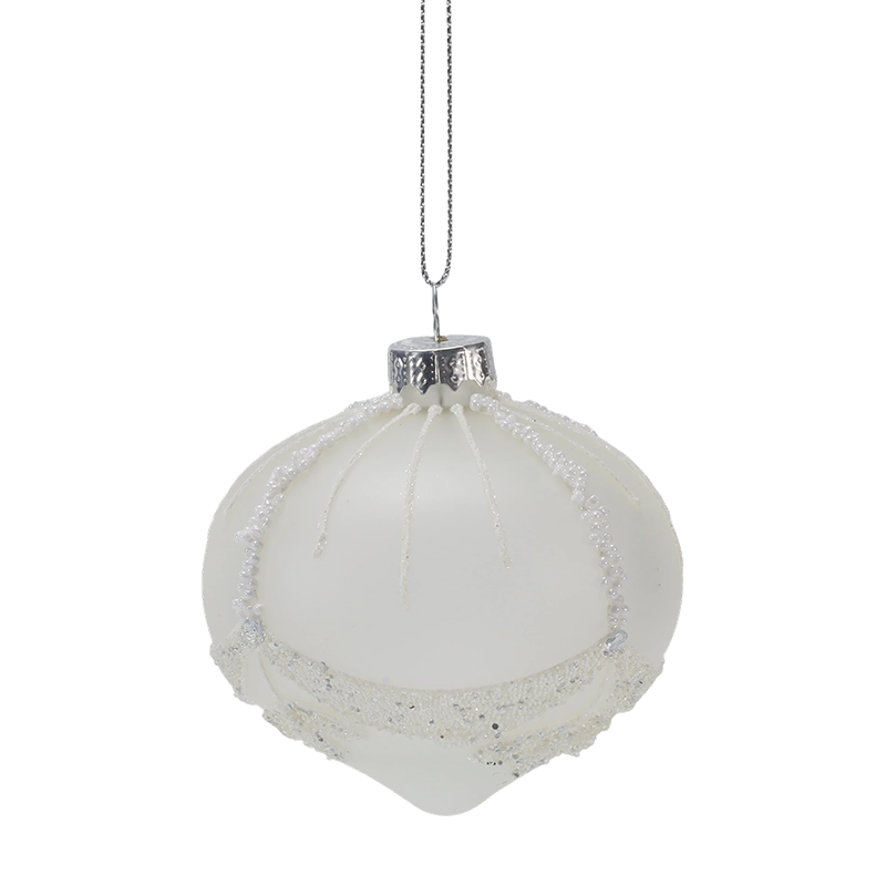 8 cm Brautperlen-Weihnachtsglasornament in Weiß (Einzel/3er-Set)