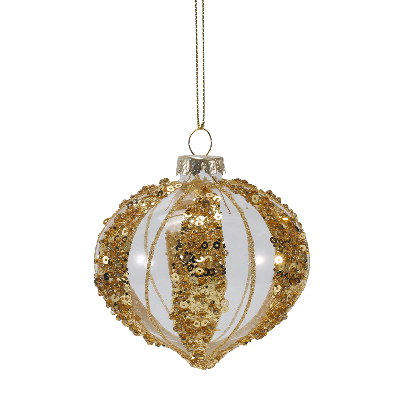 8 cm luxuriöser Gold- und Silber-Weihnachtsglaskugel-Ornament (einzeln / 4er-Set)