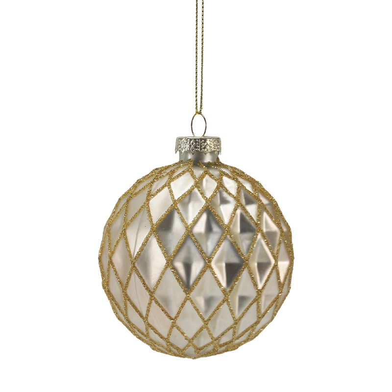 8 cm luxuriöser Weihnachtsschmuck aus Glas in Gold und Silber (einzeln / 3er-Set)