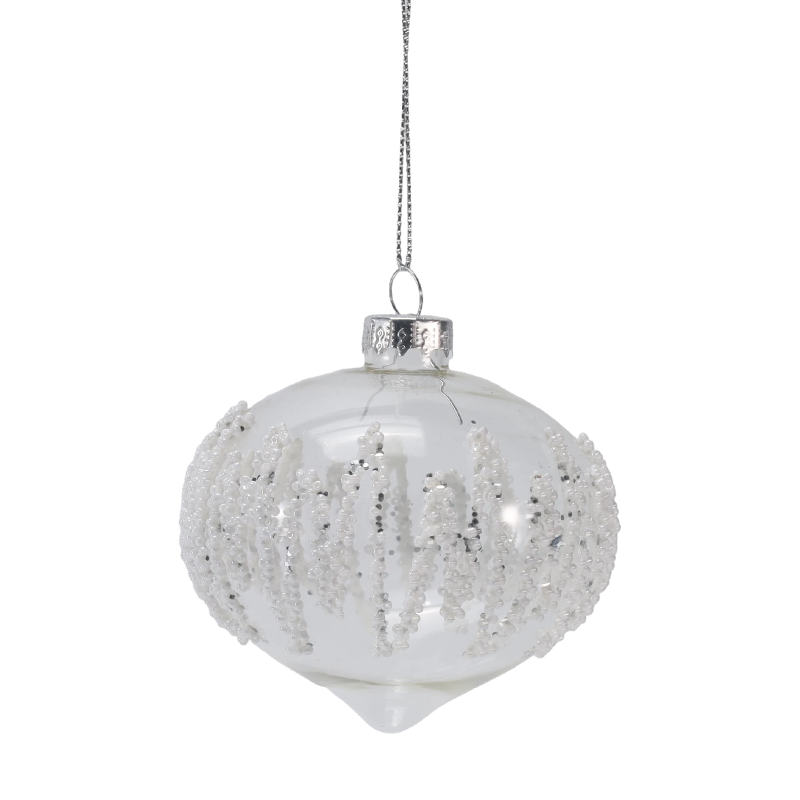 8 cm große, durchsichtige Glaskugel-Weihnachtsdekoration aus Eiszapfen (einzeln / 3er-Set)
