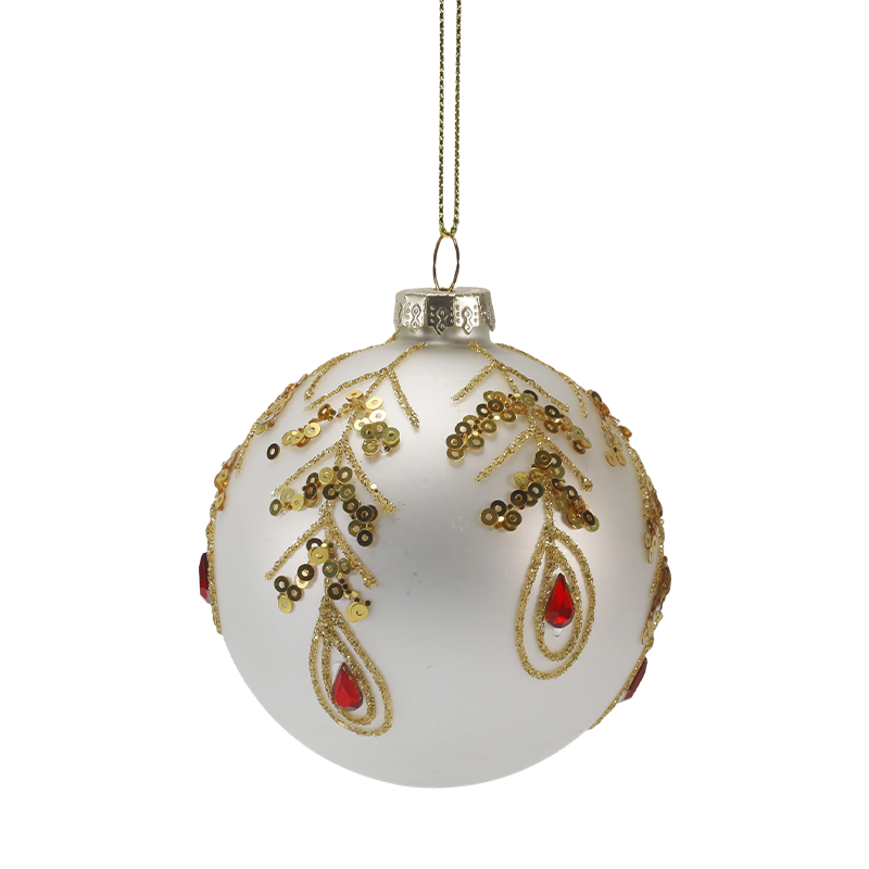8 cm luxuriöser Weihnachtsschmuck aus Glas in Gold und Rot (einzeln / 3er-Set)