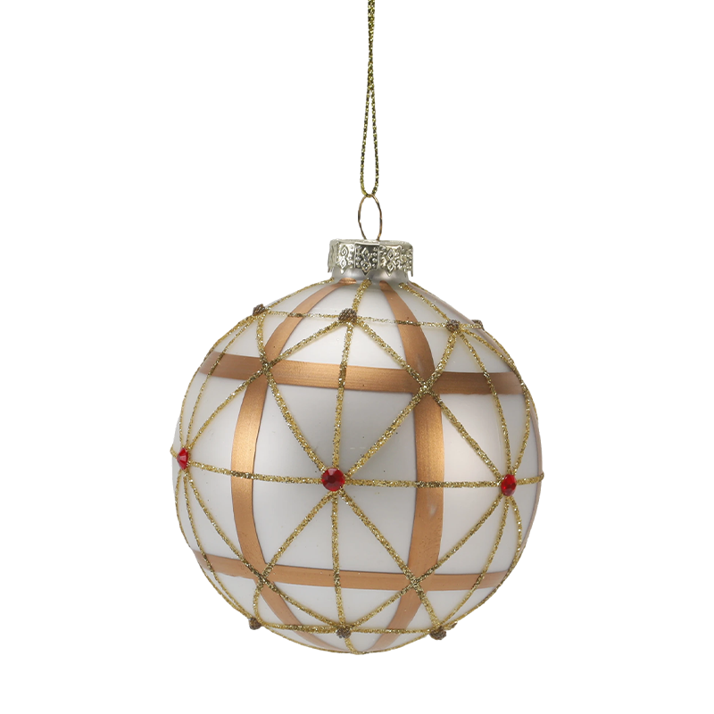 8 cm luxuriöser Weihnachtsschmuck aus Glas in Gold und Rot (einzeln / 3er-Set)