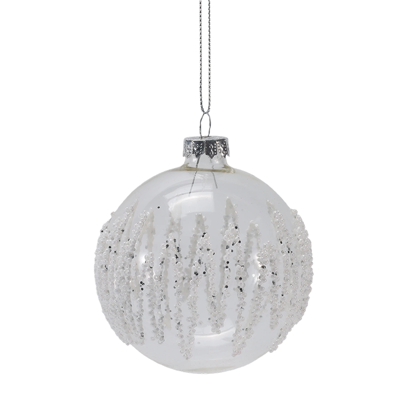 8 cm große, durchsichtige Glaskugel-Weihnachtsdekoration aus Eiszapfen (einzeln / 3er-Set)