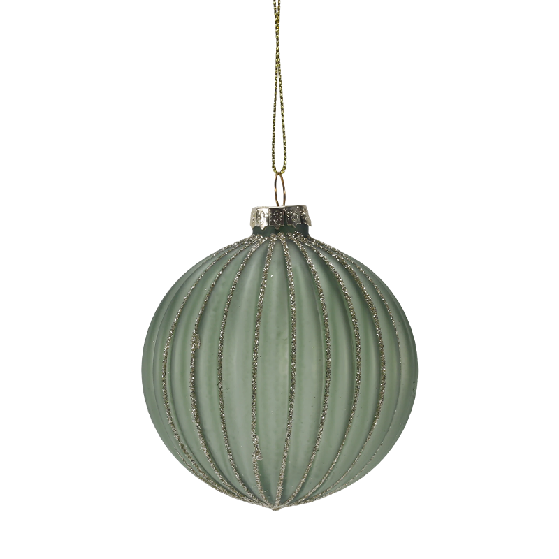8 cm Morandi-Streifen-Weihnachtsglaskugel-Ornament (einzeln / 3er-Set)