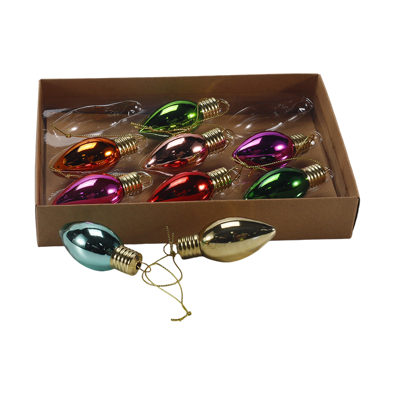 Weihnachts-Glasornament-Set (bunte Glühbirnenform)