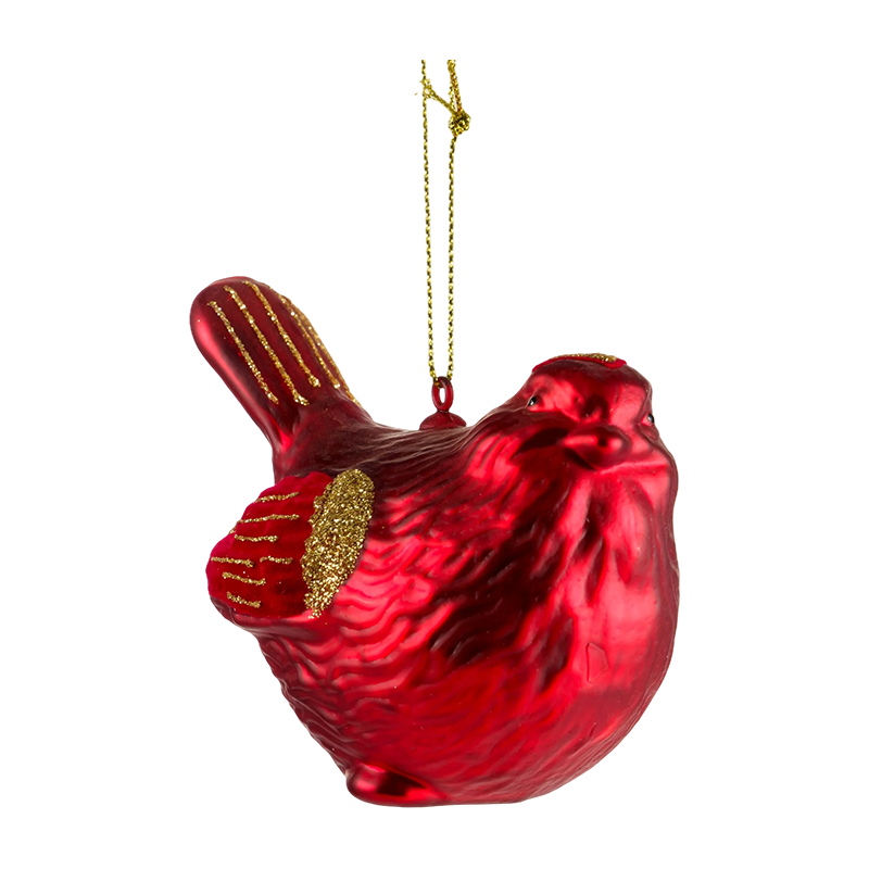 Weihnachtsornament aus Glas in Rotgold-Vogelform