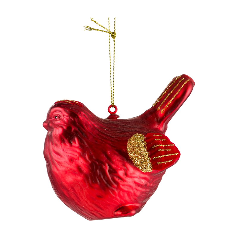 Weihnachtsornament aus Glas in Rotgold-Vogelform