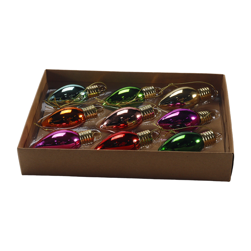 Weihnachts-Glasornament-Set (bunte Glühbirnenform)