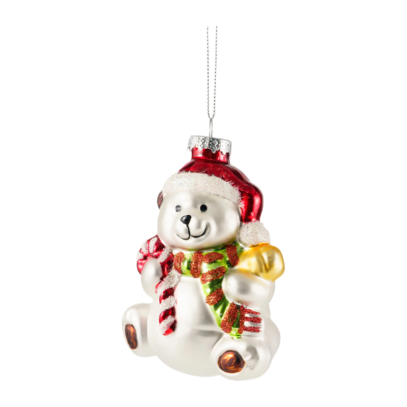 Handbemalte Weihnachtsfiguren-Ornamente aus geblasenem Glas