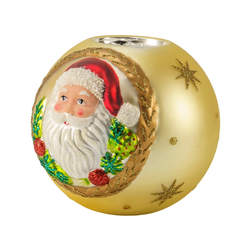 12 x 12 Weihnachtsmann-Kerzenhalter aus geprägtem Glas
