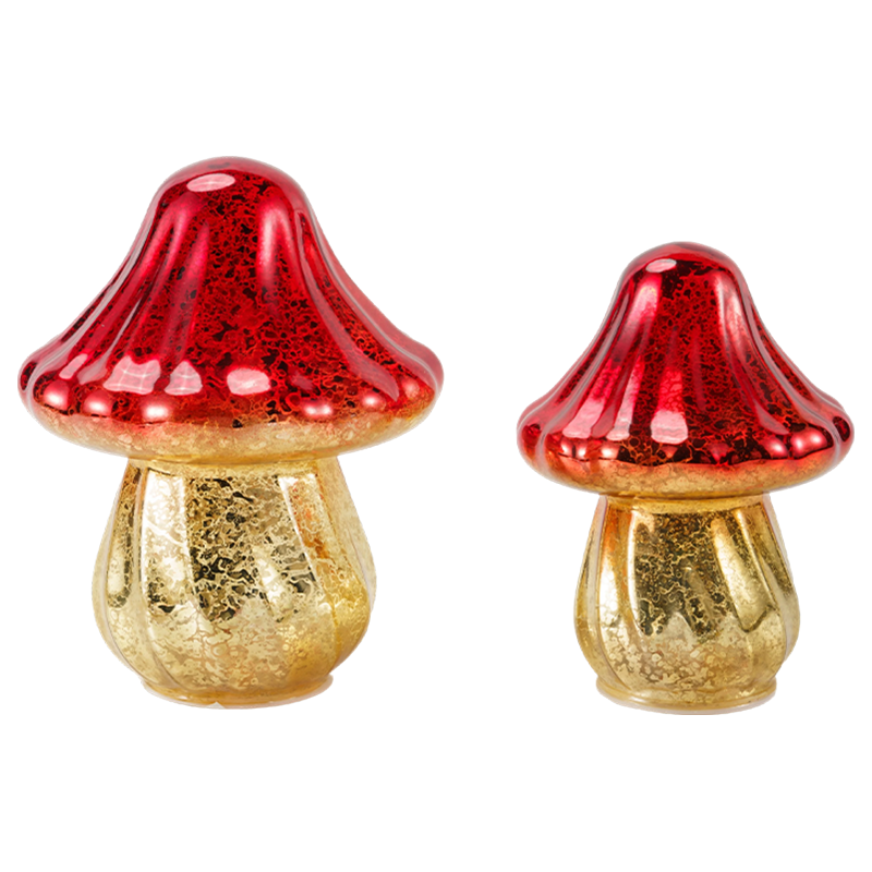 Handgefertigter Pilz-Ornament aus Quecksilberglas mit Farbverlauf