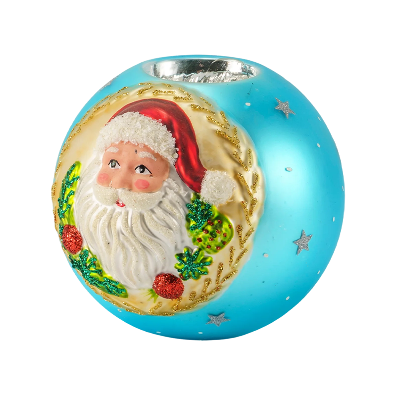 12 x 12 Weihnachtsmann-Kerzenhalter aus geprägtem Glas
