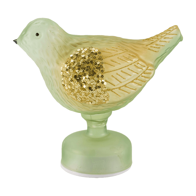 Dekorative Vogel-Tischleuchte mit Glitzer/Pailletten (mit LED)