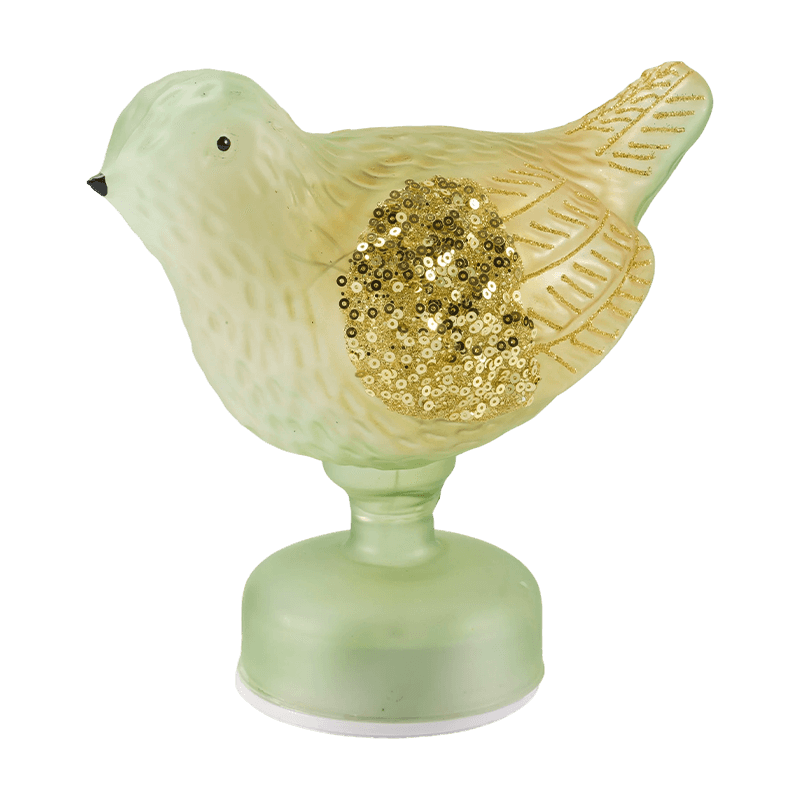Dekorative Vogel-Tischleuchte mit Glitzer/Pailletten (mit LED)