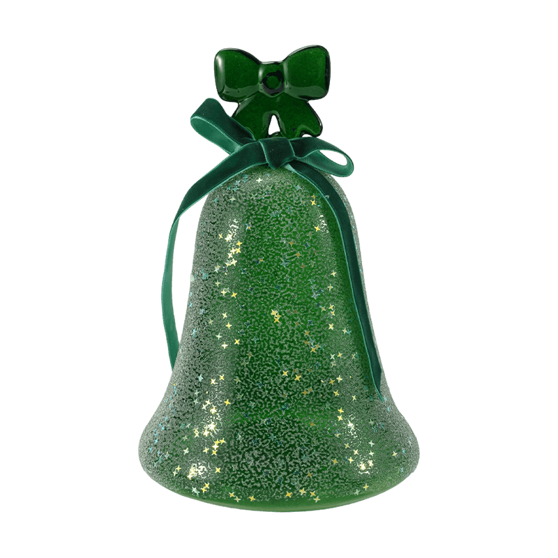 Merkur-Glas-Engelfigur / Glockendekor aus mattiertem/glitzerndem Glas (mit LED)