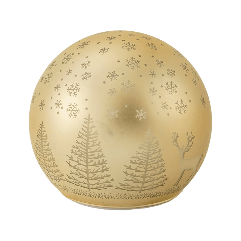 LED-Kugel mit goldener Waldszene / LED-Kugel mit rot-weißem Streifenornament (mit LED)
