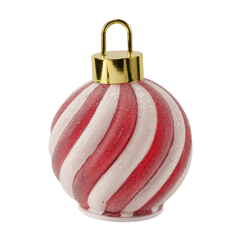 LED-Kugel mit goldener Waldszene / LED-Kugel mit rot-weißem Streifenornament (mit LED)