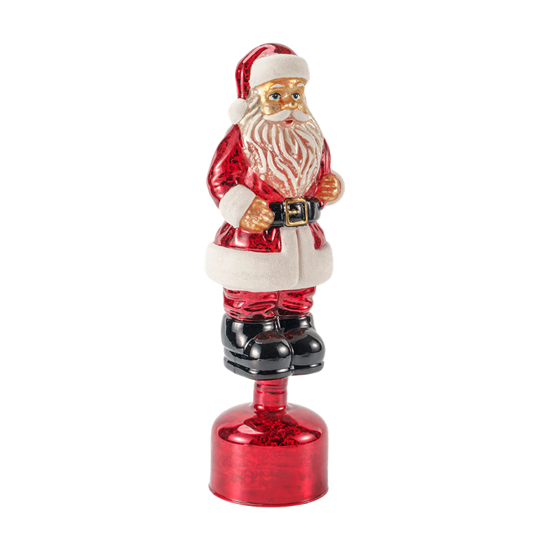 Vintage Mercury Glas Weihnachtsmann Figur (Rot / Silber / Hellgrün Finish)