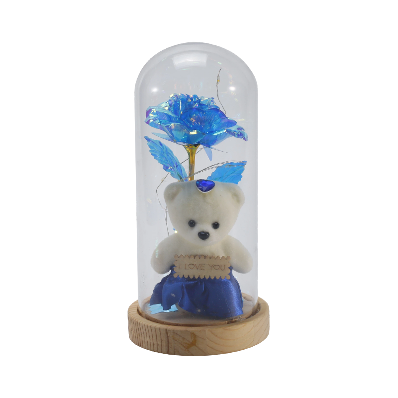 Galaxy Rose Glas-Cloche-Licht (mit/ohne Teddybär, mehrere Farben)