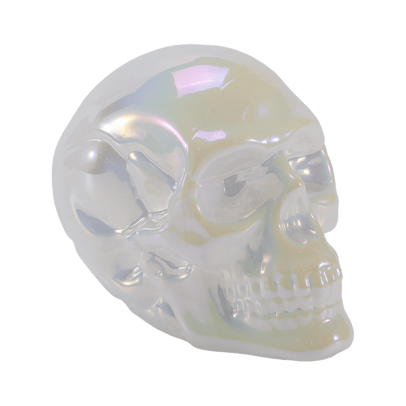 Schillerndes Totenkopf-Dekor/Zuckerschädel-Glasornament-Set
