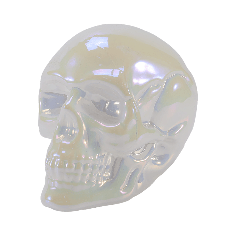 Schillerndes Totenkopf-Dekor/Zuckerschädel-Glasornament-Set