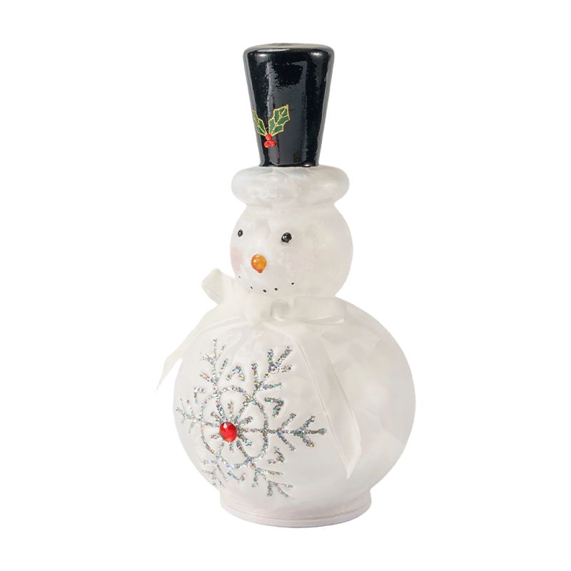Festliche Schneemann-Figur aus Glas (klares / mattweißes Finish)