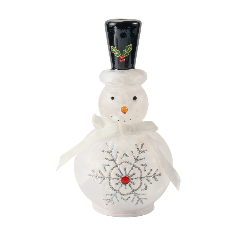 Festliche Schneemann-Figur aus Glas (klares / mattweißes Finish)