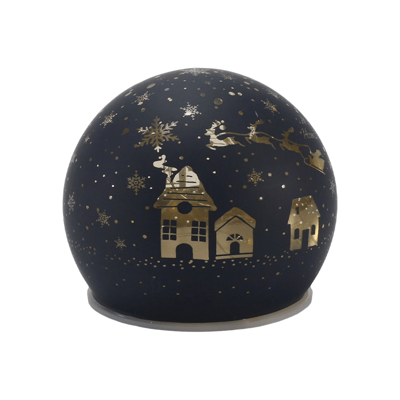 Festliche Glaskugelleuchte (irisierend/Weihnachtsbaum/Nachtszene/Schneemann-Stil)
