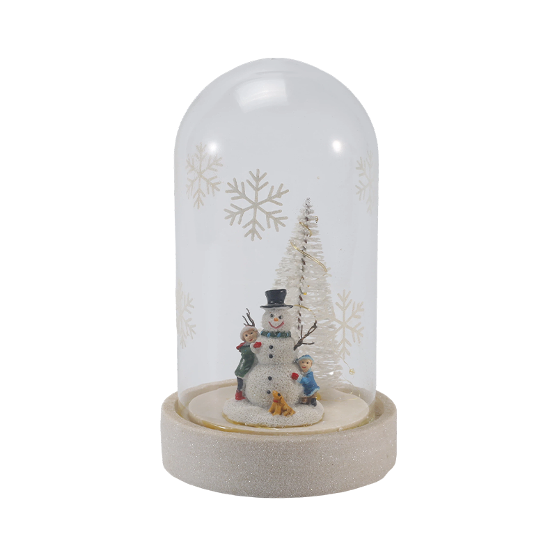 Festliche Glasglocke und Flaschenlicht (Schneemann-Szene / Kiefernbeere / Weihnachtsbaum-Stile)