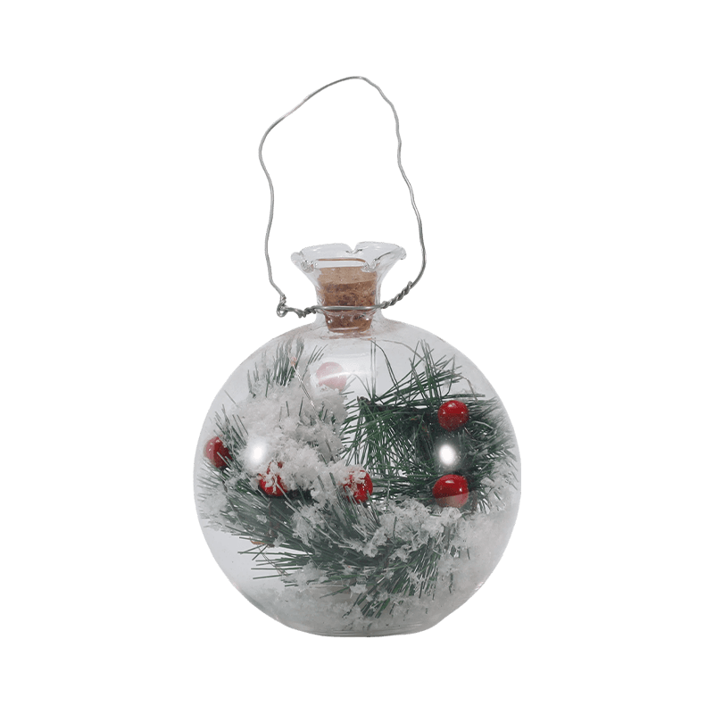 Festliche Glasglocke und Flaschenlicht (Schneemann-Szene / Kiefernbeere / Weihnachtsbaum-Stile)