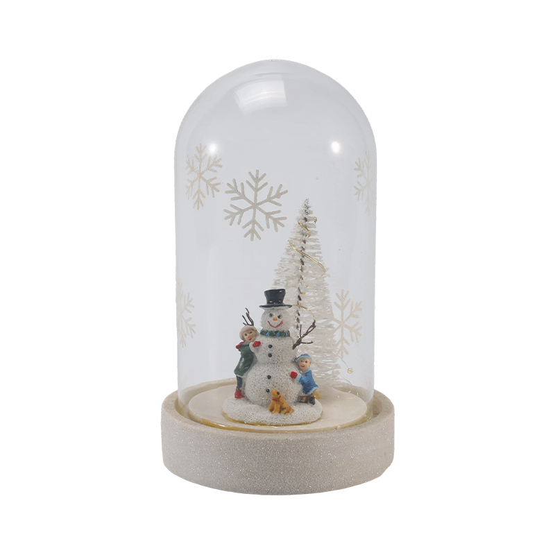 Festliche Glasglocke und Flaschenlicht (Schneemann-Szene / Kiefernbeere / Weihnachtsbaum-Stile)