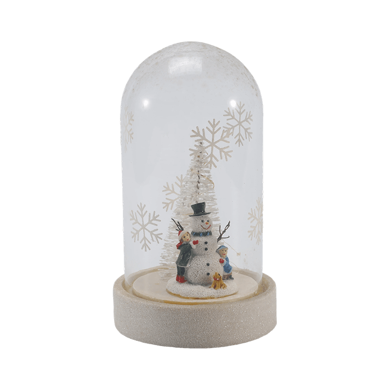 Festliche Glasglocke und Flaschenlicht (Schneemann-Szene / Kiefernbeere / Weihnachtsbaum-Stile)